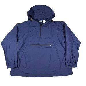 L.L.Bean Stowaway Anorak Windbreaker Jacket Blue Hooded Pullover Men’s L